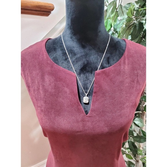 Connected Apparel Womens Maroon Polyester V-Neck Sleeveless Knee Length Dress 12 - Picture 11 of 11